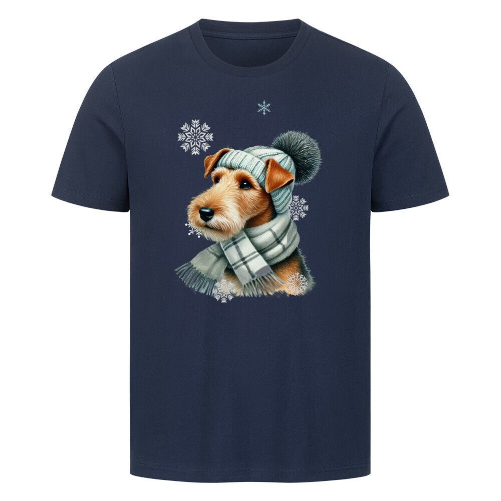 Premium T-Shirt "Foxterrier Winter" French Navy – hunde-shirt.de