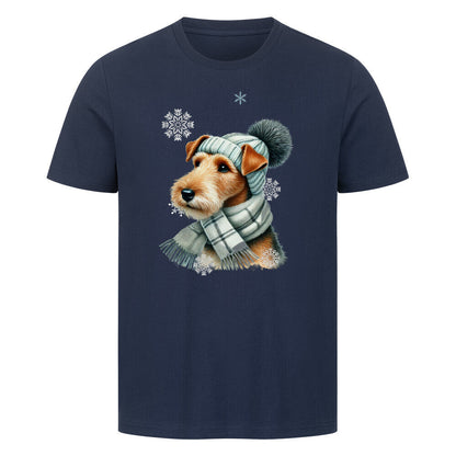 Premium T-Shirt "Foxterrier Winter" French Navy – hunde-shirt.de