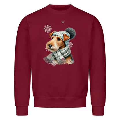 Premium Sweatshirt "Foxterrier Winter" Burgunder – hunde-shirt.de