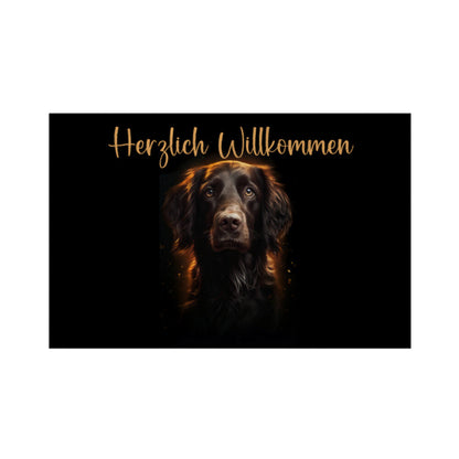 Fußmatte "Flat Coated Retriever Willkommen" Weiß – hunde-shirt.de