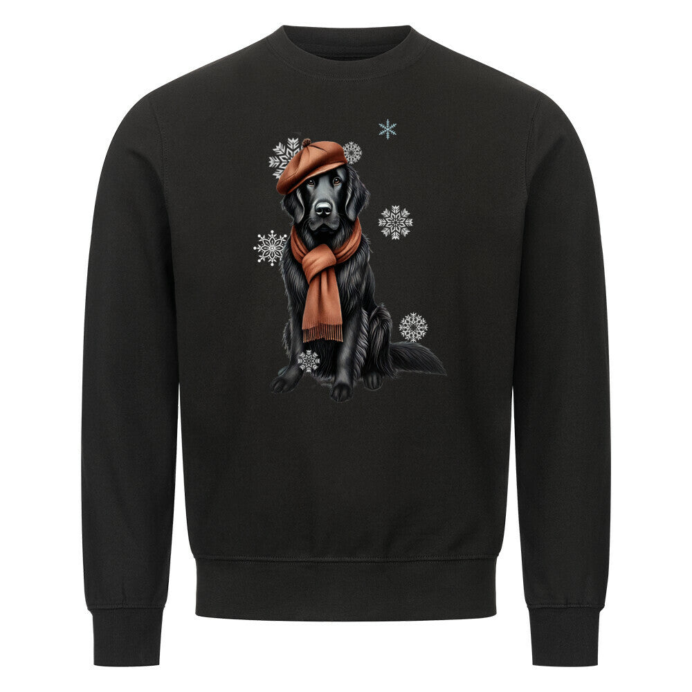 Premium Sweatshirt "Flat Coated Retriever Winter" Schwarz – hunde-shirt.de