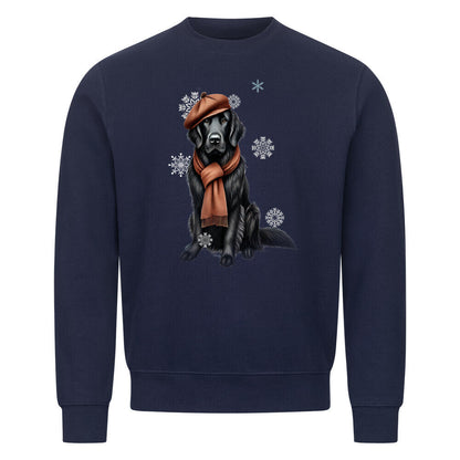 Premium Sweatshirt "Flat Coated Retriever Winter" Navy Blue – hunde-shirt.de