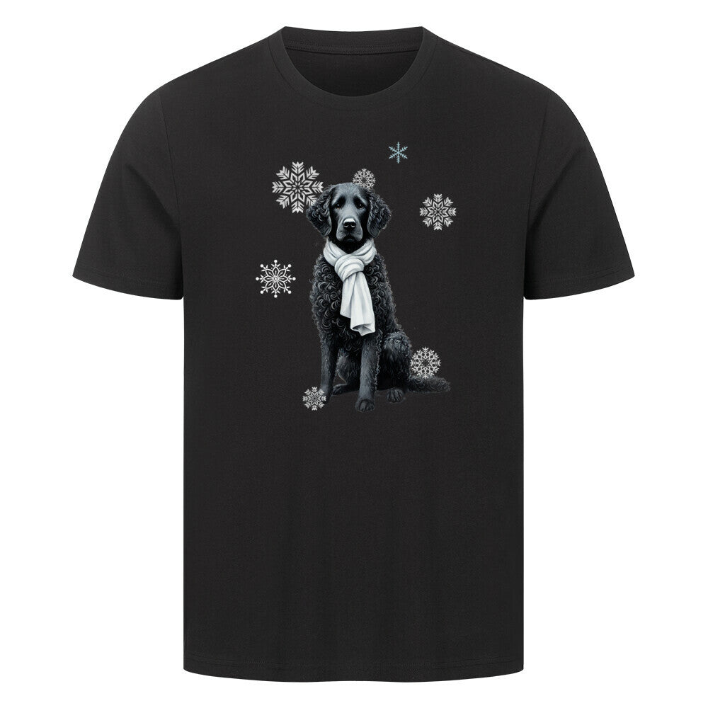Premium T-Shirt "Curly Coated Retriever Winter" Schwarz – hunde-shirt.de