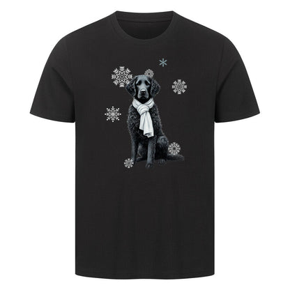 Premium T-Shirt "Curly Coated Retriever Winter" Schwarz – hunde-shirt.de