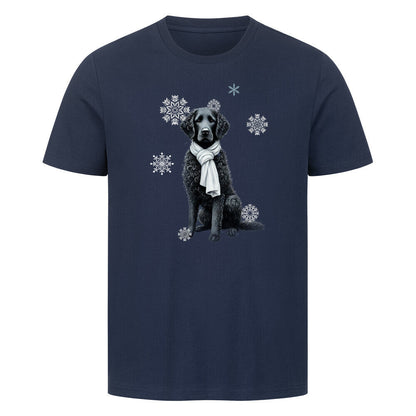 Premium T-Shirt "Curly Coated Retriever Winter" French Navy – hunde-shirt.de
