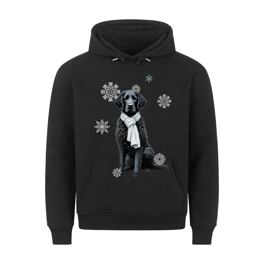 Premium Hoodie "Curly Coated Retriever Winter" Schwarz – hunde-shirt.de