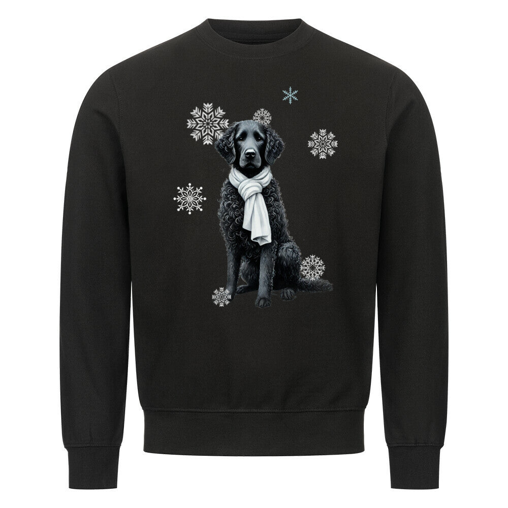 Premium Sweatshirt "Curly Coated Retriever Winter" Schwarz – hunde-shirt.de