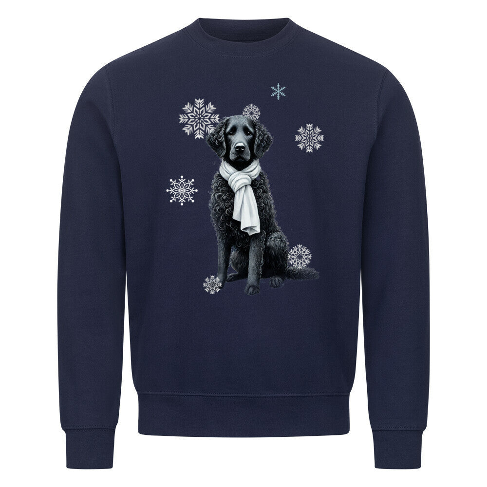 Premium Sweatshirt "Curly Coated Retriever Winter" Navy Blue – hunde-shirt.de