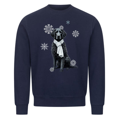 Premium Sweatshirt "Curly Coated Retriever Winter" Navy Blue – hunde-shirt.de