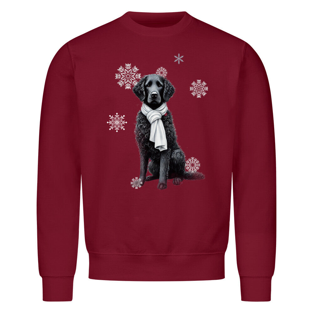 Premium Sweatshirt "Curly Coated Retriever Winter" Burgunder – hunde-shirt.de