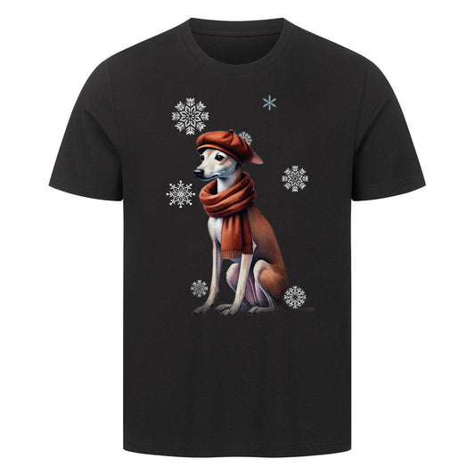 Premium T-Shirt "Windspiel Winter" Schwarz – hunde-shirt.de