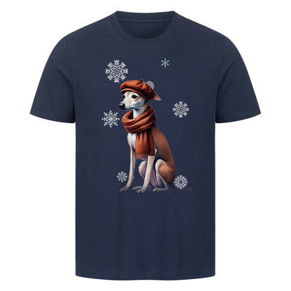 Premium T-Shirt "Windspiel Winter" French Navy – hunde-shirt.de