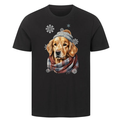 Premium T-Shirt "Golden Retriever Winter" Schwarz – hunde-shirt.de