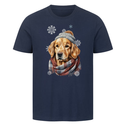 Premium T-Shirt "Golden Retriever Winter" French Navy – hunde-shirt.de