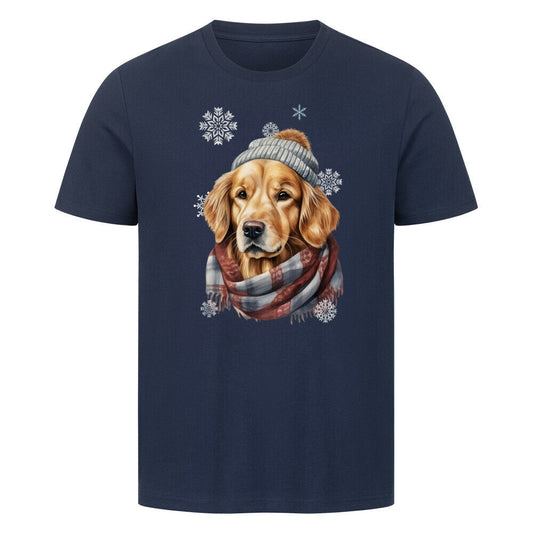 Premium T-Shirt "Golden Retriever Winter" French Navy – hunde-shirt.de