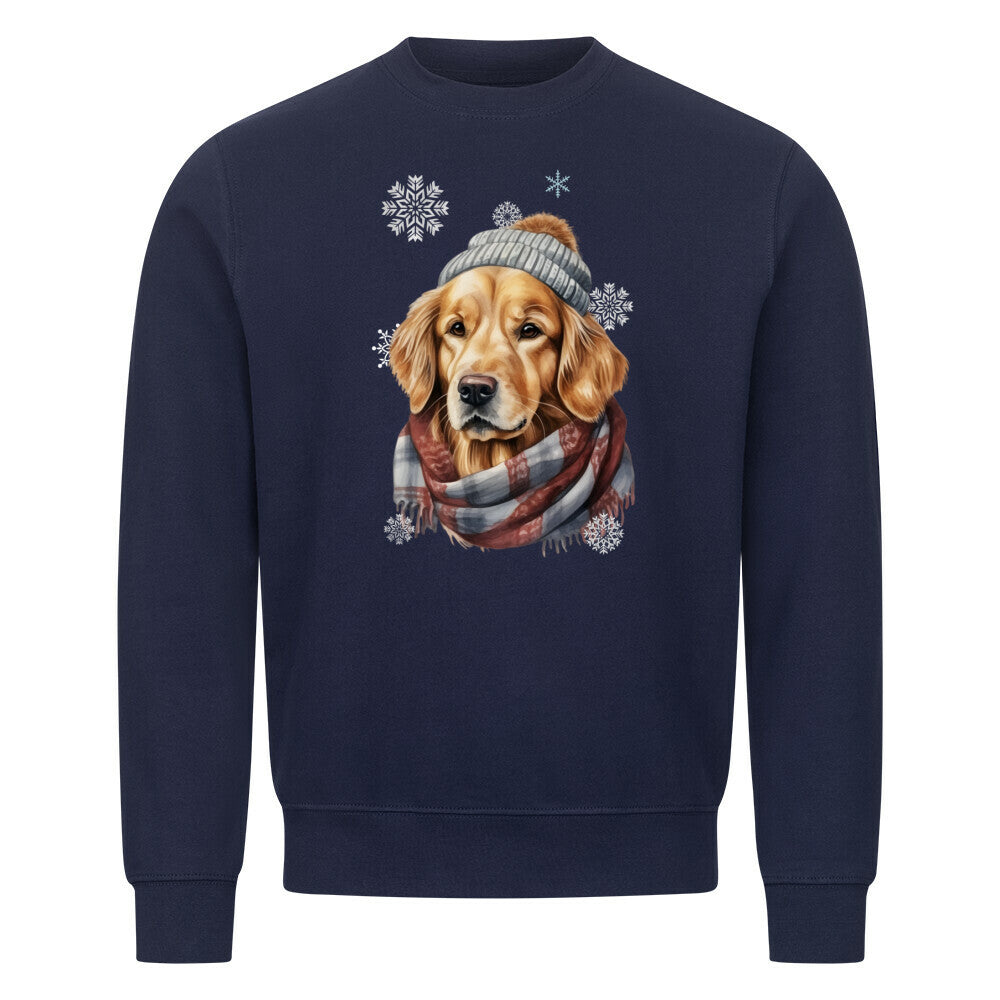 Premium Sweatshirt "Golden Retriever Winter" Navy Blue – hunde-shirt.de