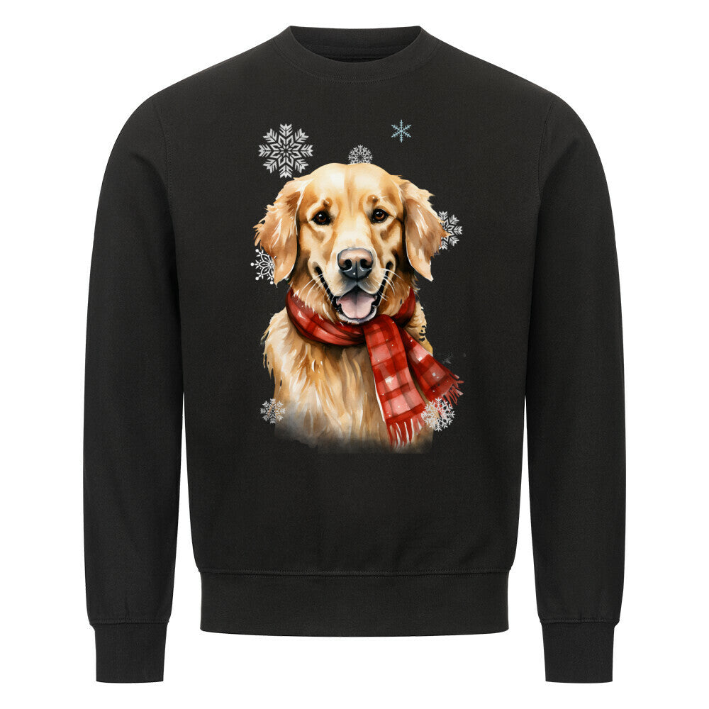 Premium Sweatshirt "Golden Retriever Winter rot" Schwarz – hunde-shirt.de