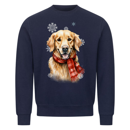 Premium Sweatshirt "Golden Retriever Winter rot" Navy Blue – hunde-shirt.de