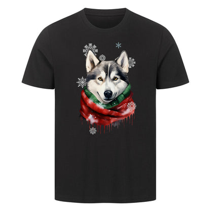Premium T-Shirt "Husky Winter" Schwarz – hunde-shirt.de