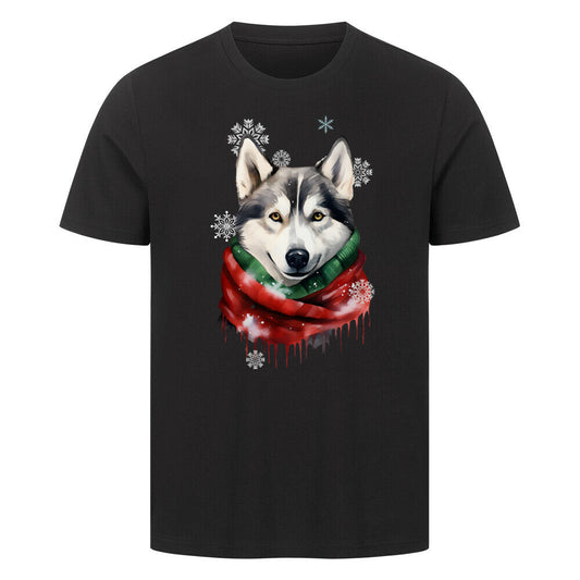 Premium T-Shirt "Husky Winter" Schwarz – hunde-shirt.de