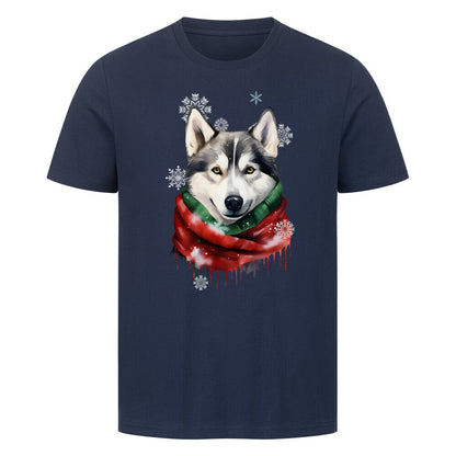 Premium T-Shirt "Husky Winter" French Navy – hunde-shirt.de