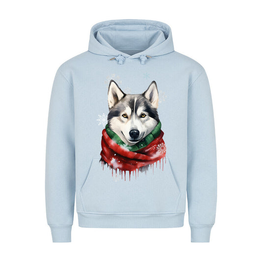 Premium Hoodie "Husky Winter" Babyblau – hunde-shirt.de