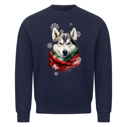 Premium Sweatshirt "Husky Winter" Navy Blue – hunde-shirt.de