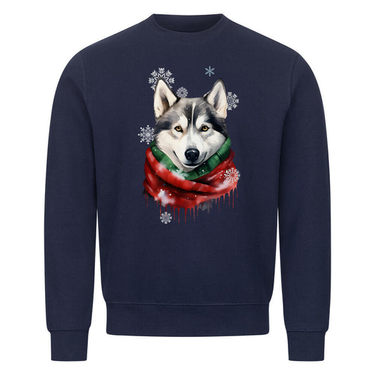 Premium Sweatshirt "Husky Winter" Navy Blue – hunde-shirt.de