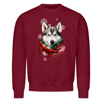 Premium Sweatshirt "Husky Winter" Burgunder – hunde-shirt.de