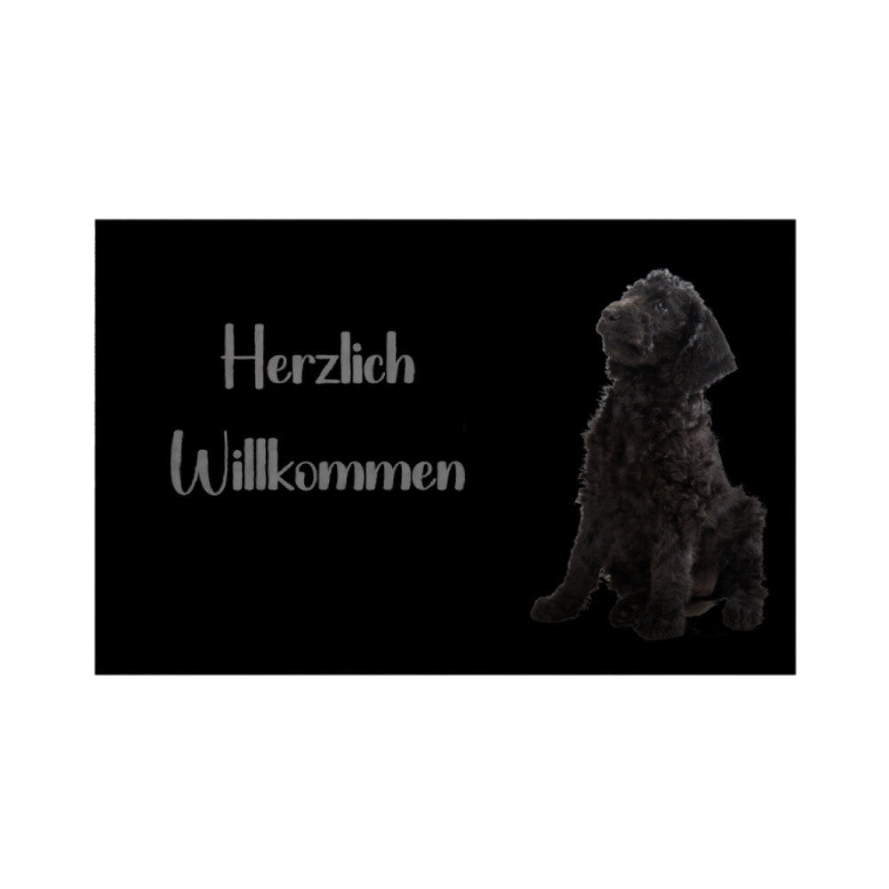 Fußmatte "Labradoodle schwarz " Weiß – hunde-shirt.de
