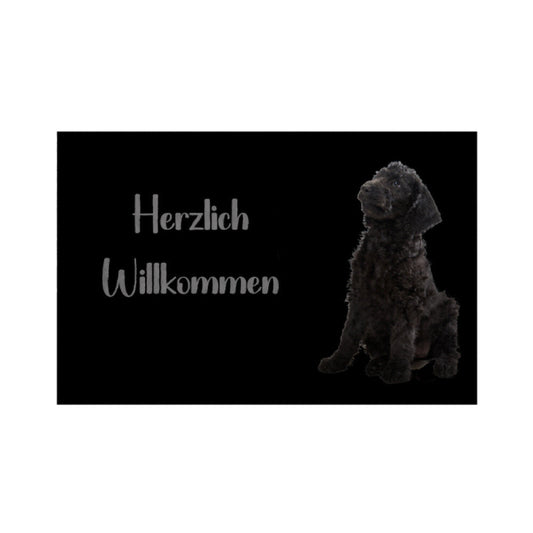 Fußmatte "Labradoodle schwarz " Weiß – hunde-shirt.de