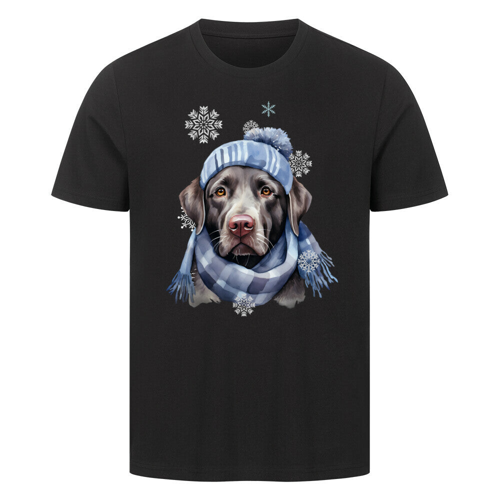 Premium T-Shirt "Labrador Winter blau" Schwarz – hunde-shirt.de