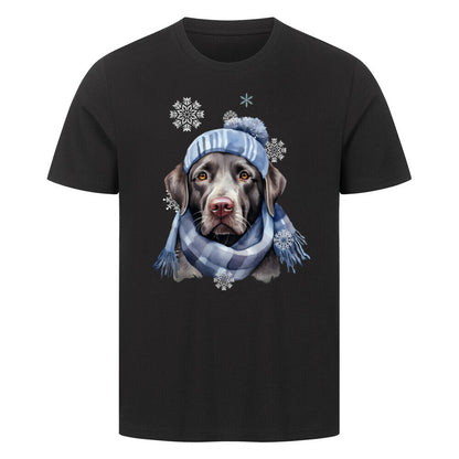 Premium T-Shirt "Labrador Winter blau" Schwarz – hunde-shirt.de