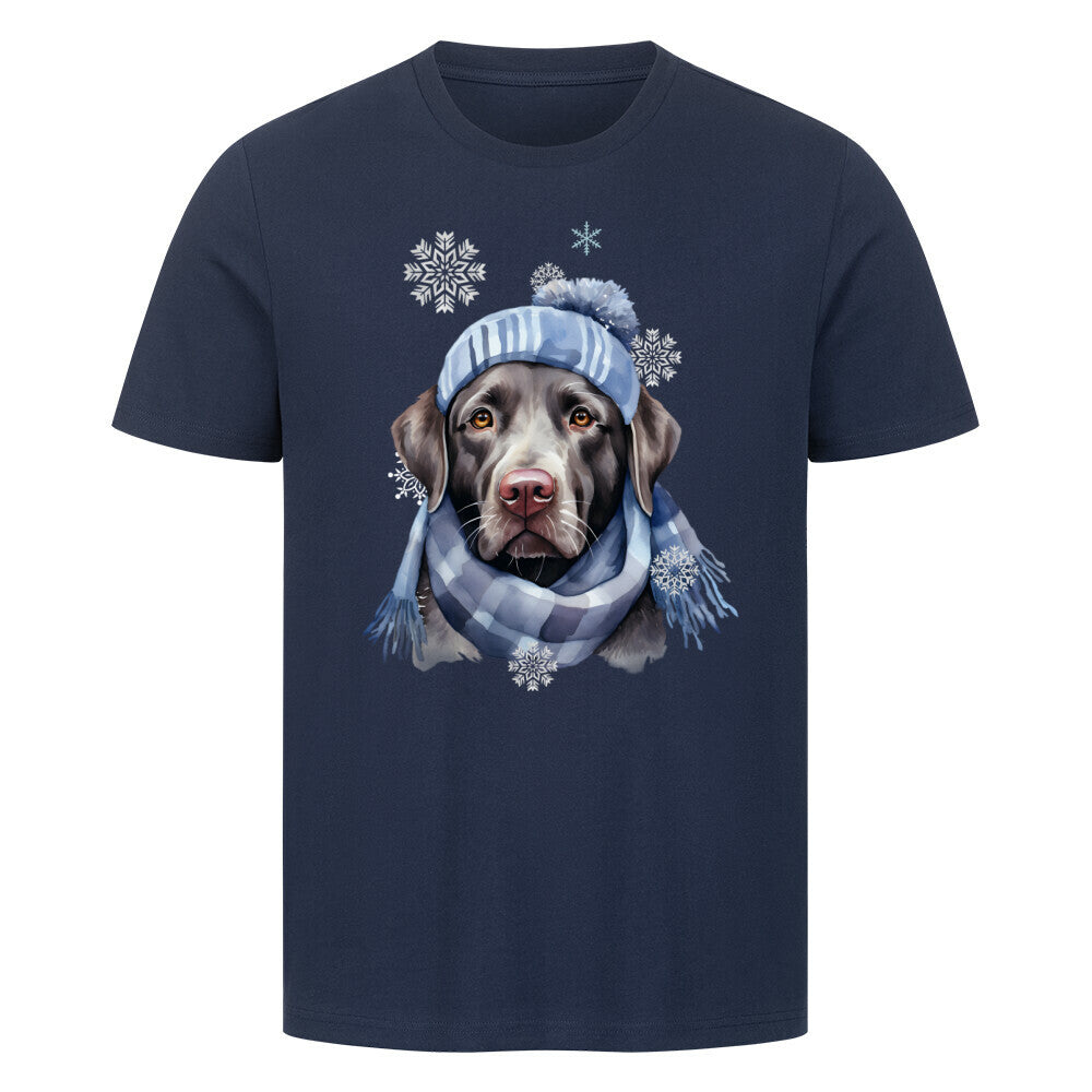 Premium T-Shirt "Labrador Winter blau" French Navy – hunde-shirt.de