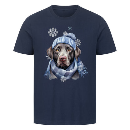 Premium T-Shirt "Labrador Winter blau" French Navy – hunde-shirt.de