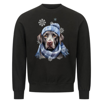 Premium Sweatshirt "Labrador Retriever Winter blau" Schwarz – hunde-shirt.de