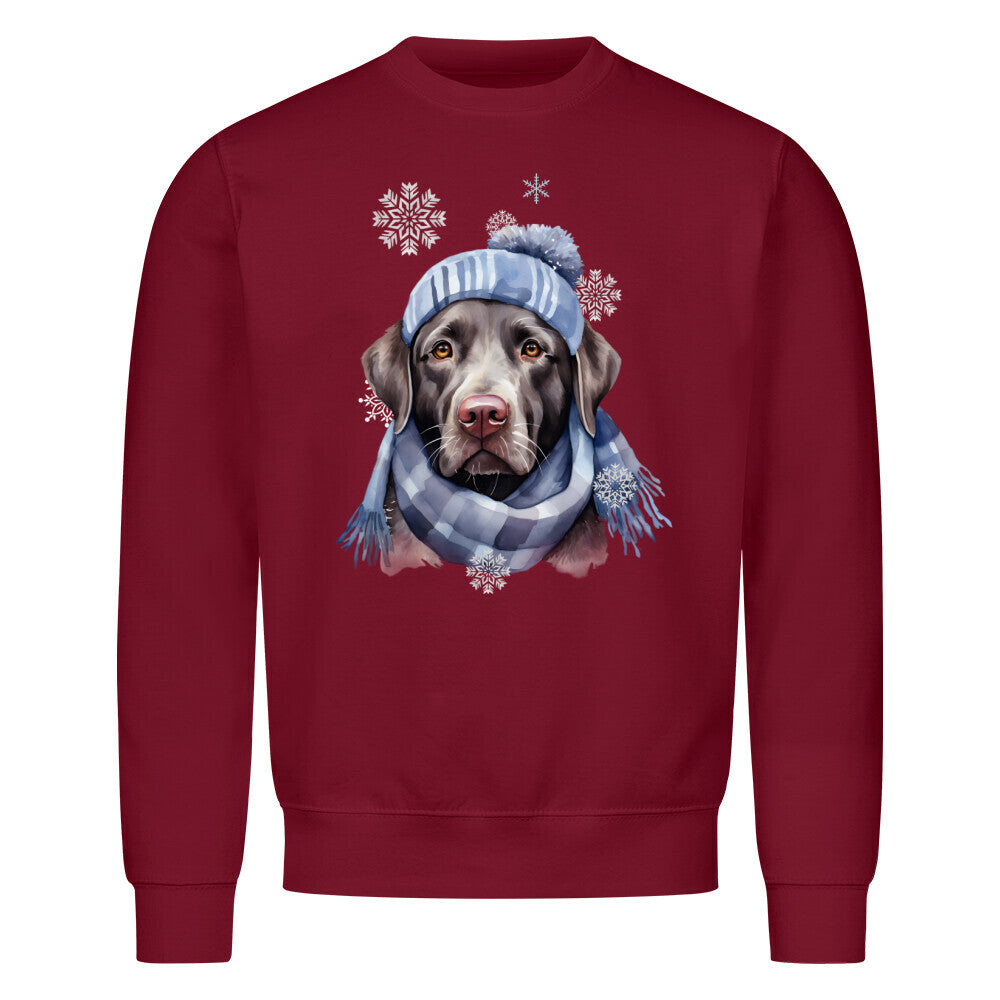 Premium Sweatshirt "Labrador Retriever Winter blau" Burgunder – hunde-shirt.de