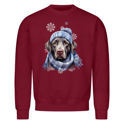 Premium Sweatshirt "Labrador Retriever Winter blau" Burgunder – hunde-shirt.de