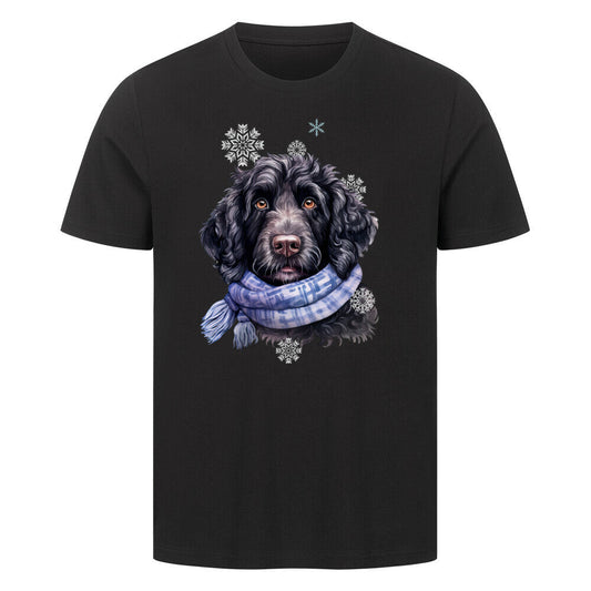 Premium T-Shirt "Labradoodle Winter" Schwarz – hunde-shirt.de