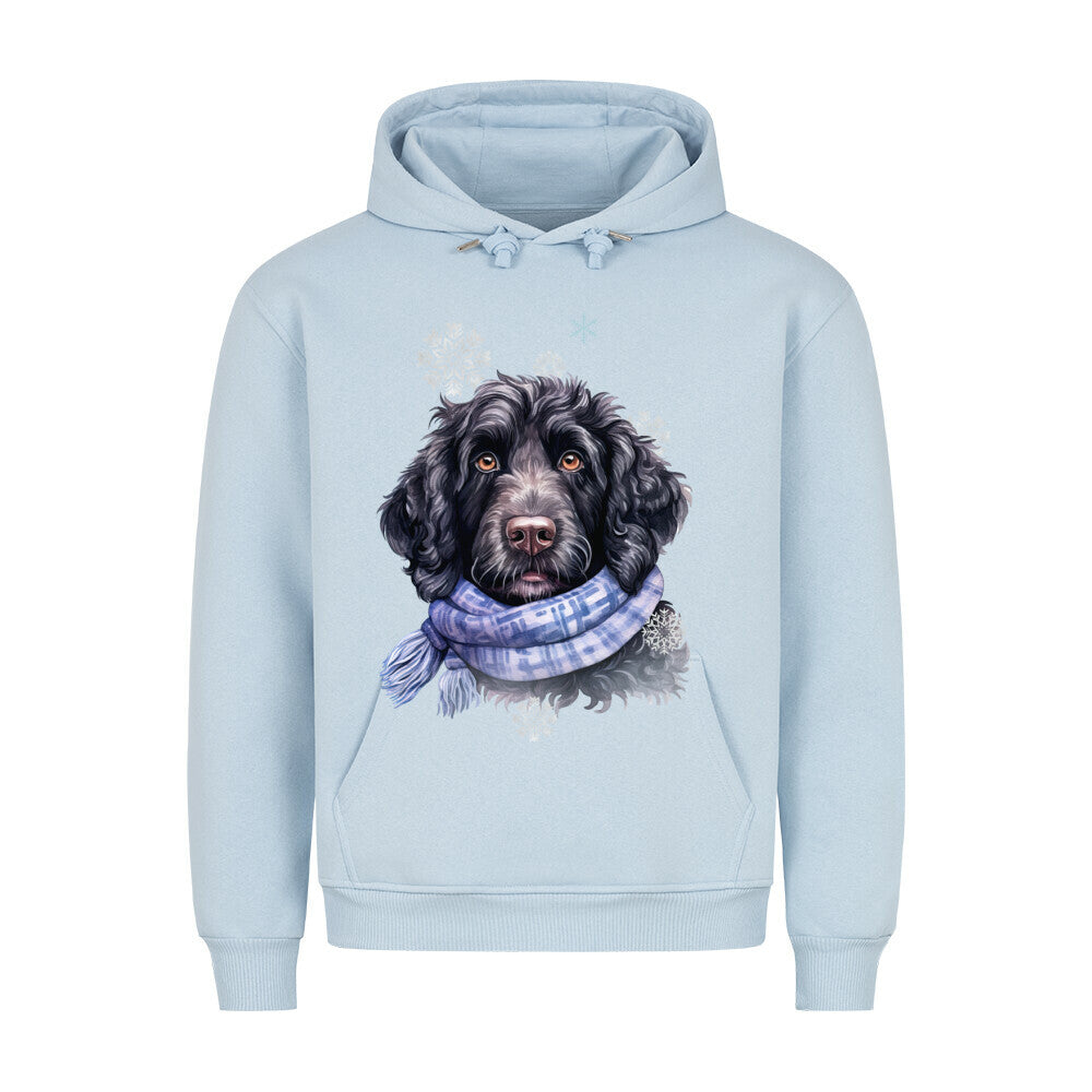 Premium Hoodie "Labradoodle Winter" Babyblau – hunde-shirt.de