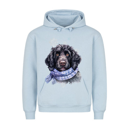 Premium Hoodie "Labradoodle Winter" Babyblau – hunde-shirt.de