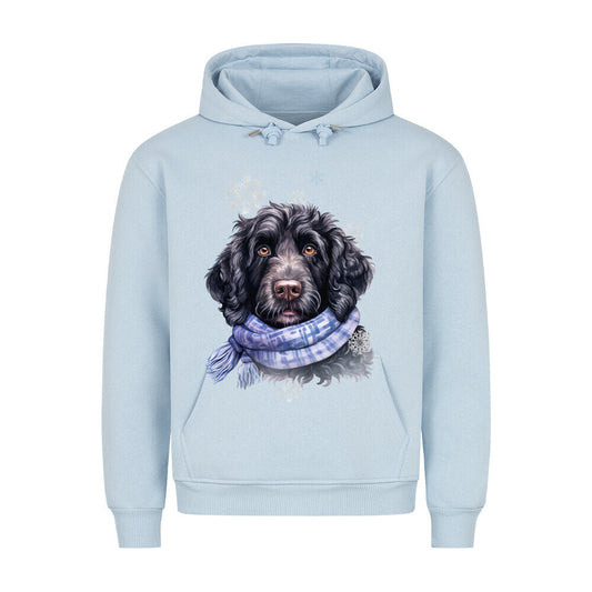 Premium Hoodie "Labradoodle Winter" Babyblau – hunde-shirt.de