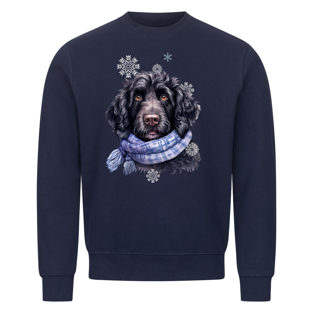 Premium Sweatshirt "Labradoodle Winter" Navy Blue – hunde-shirt.de