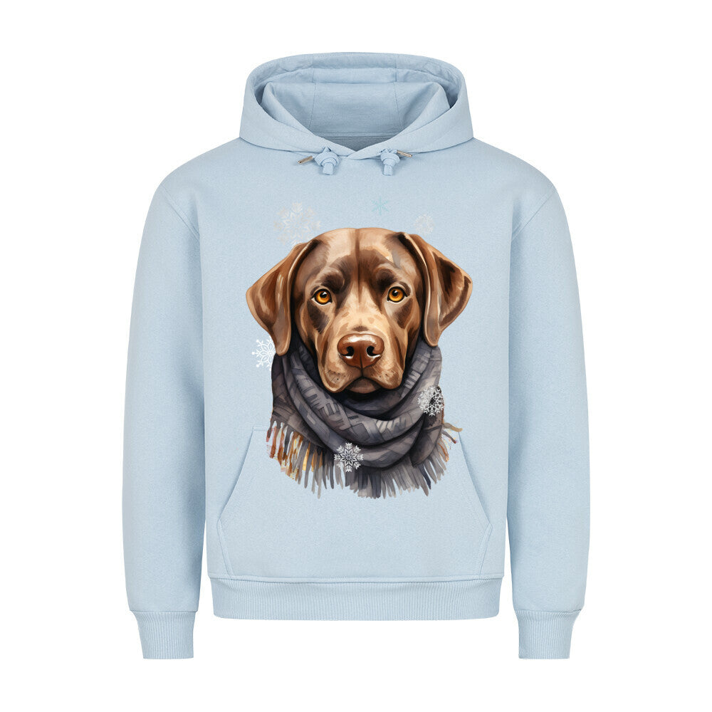 Premium Hoodie "Labrador Winter braun" Babyblau – hunde-shirt.de