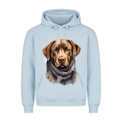 Premium Hoodie "Labrador Winter braun" Babyblau – hunde-shirt.de