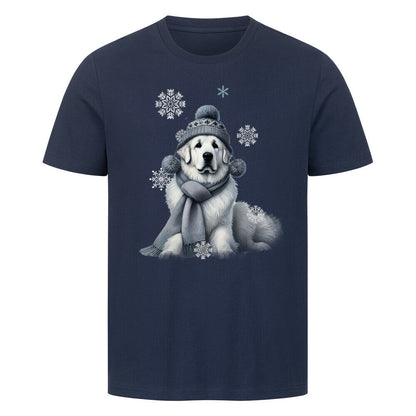 Premium T-Shirt "Kuvasz Winter" French Navy – hunde-shirt.de
