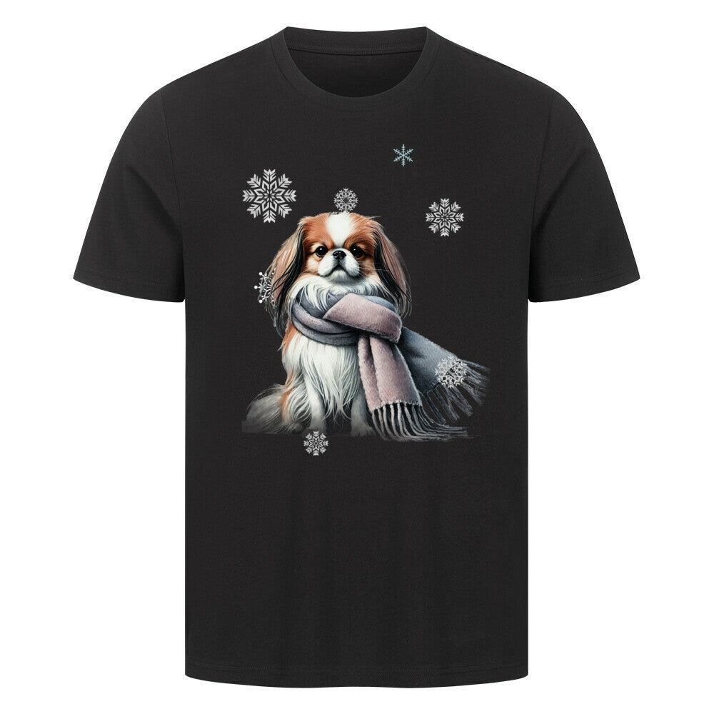 Premium T-Shirt "Japanese Chin Winter" Schwarz – hunde-shirt.de