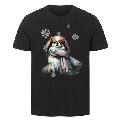 Premium T-Shirt "Japanese Chin Winter" Schwarz – hunde-shirt.de