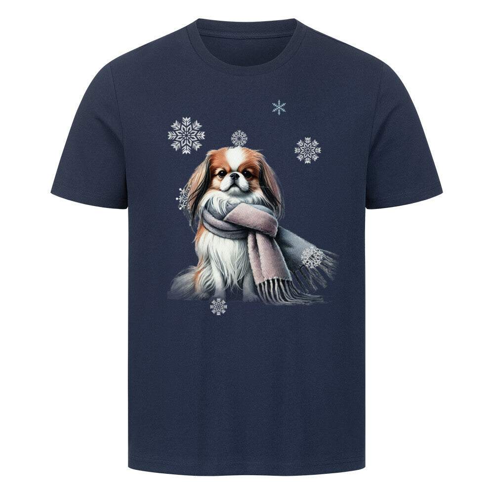 Premium T-Shirt "Japanese Chin Winter" French Navy – hunde-shirt.de