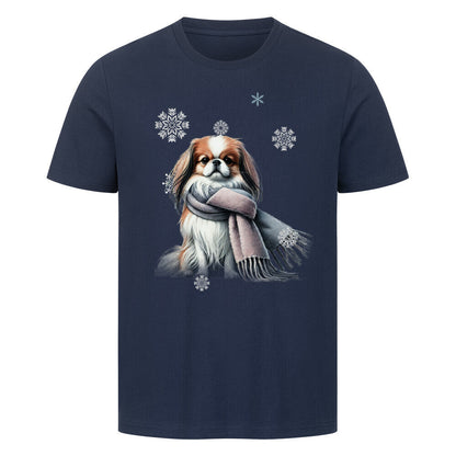 Premium T-Shirt "Japanese Chin Winter" French Navy – hunde-shirt.de